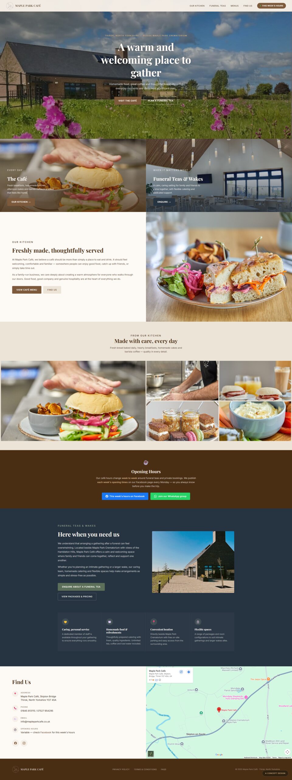 Maple Park Café sample site, full page